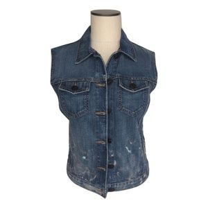 New Medium William Rast Erin Distressed Denim Vest